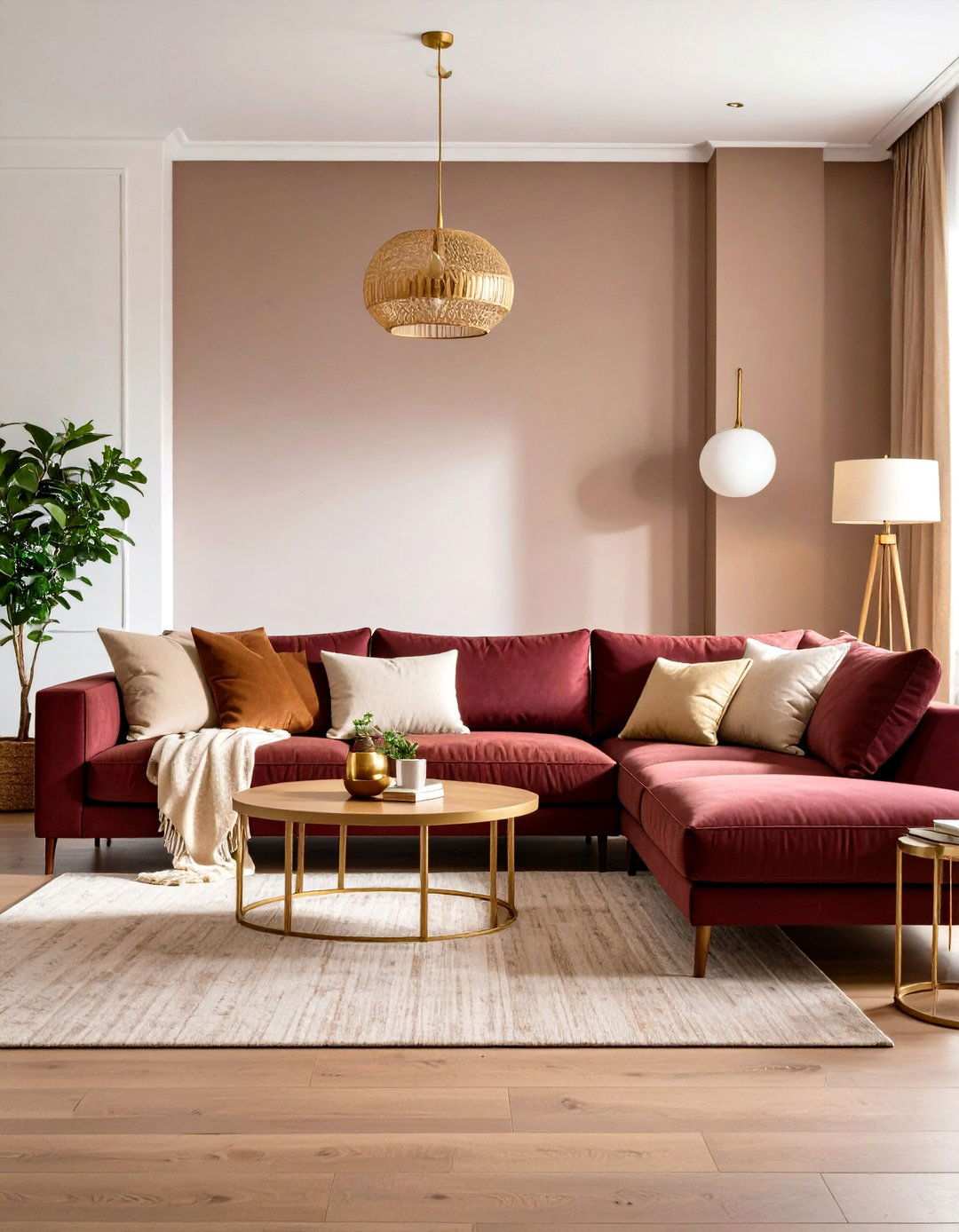 Family Room Caramel and Burgundy Hub - 24 Warm Color Palettes for Every Room in the House
