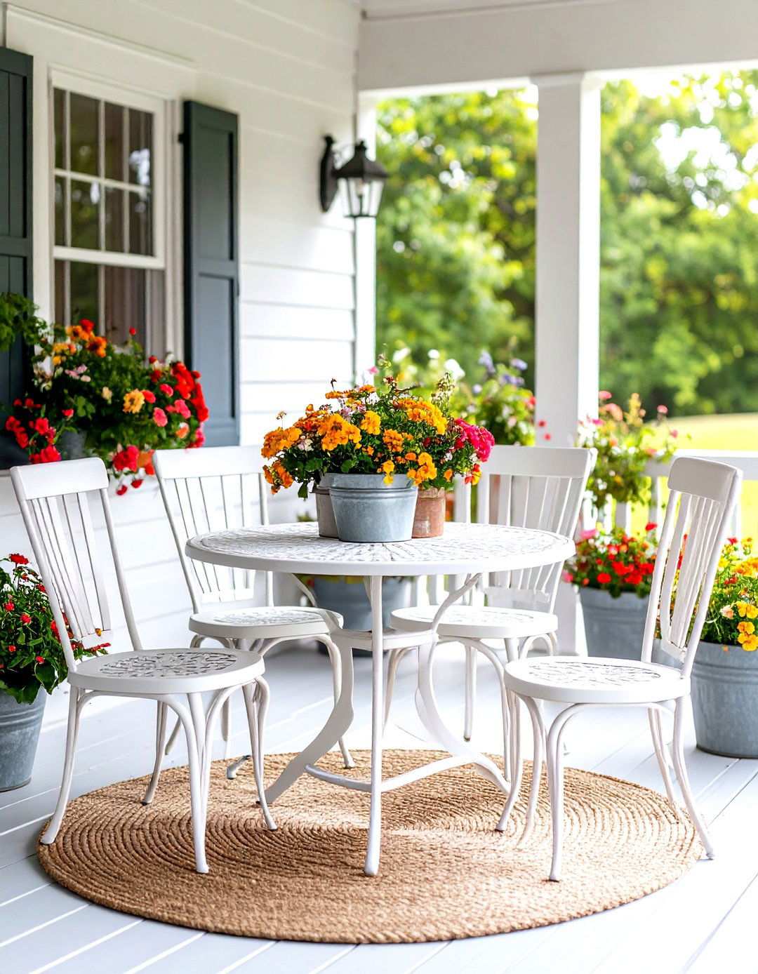 Farmhouse Bistro Seating Area - 24 Small Front Porch Ideas