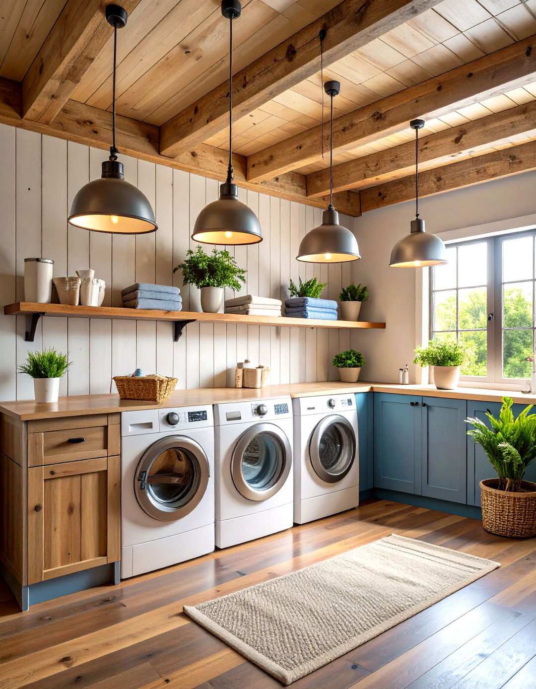 Farmhouse Galvanized Pendant Lights - 24 Laundry Room Lighting Ideas