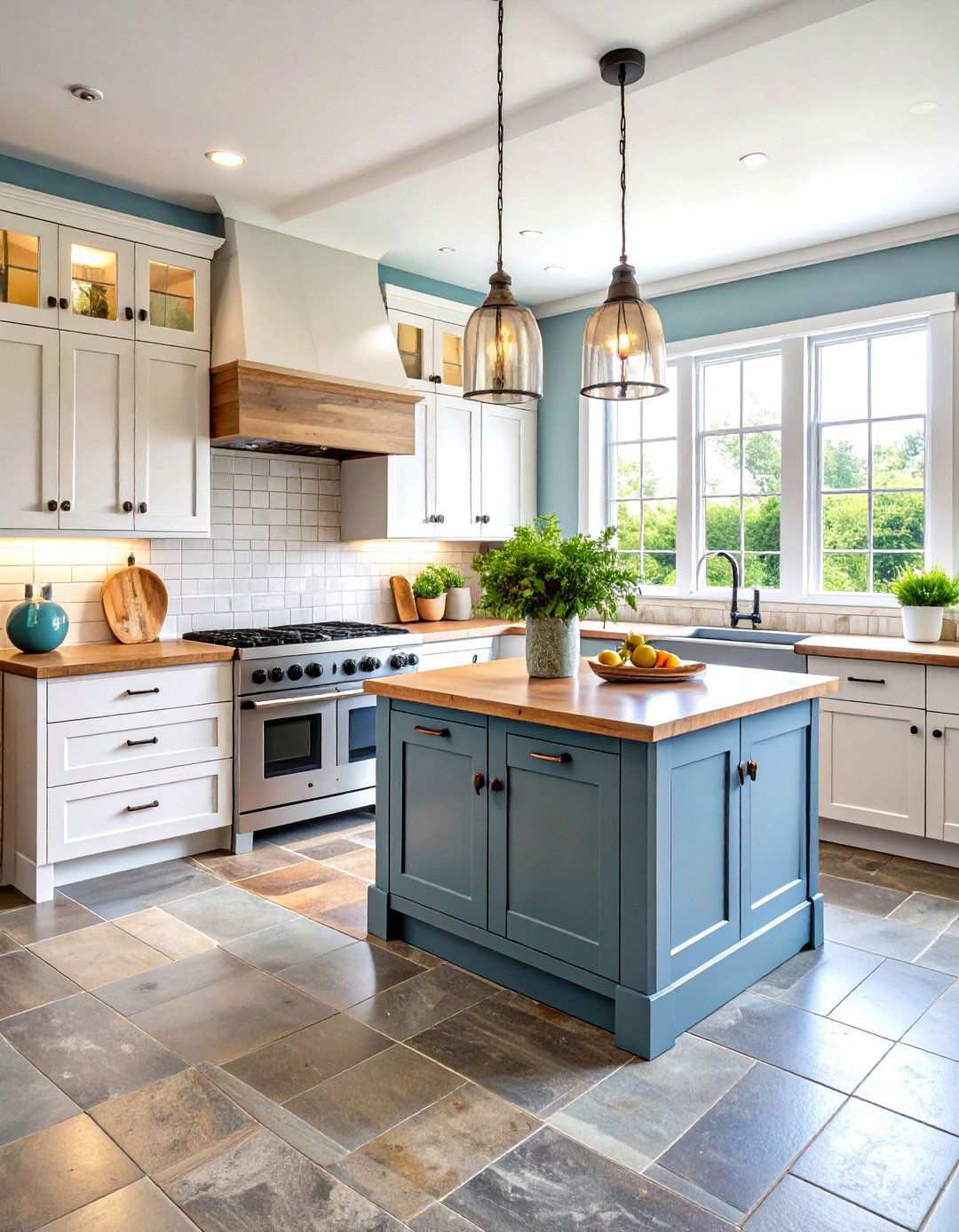 Farmhouse Grey Stone Floor Kitchen - 24 Kitchens With Grey Floors