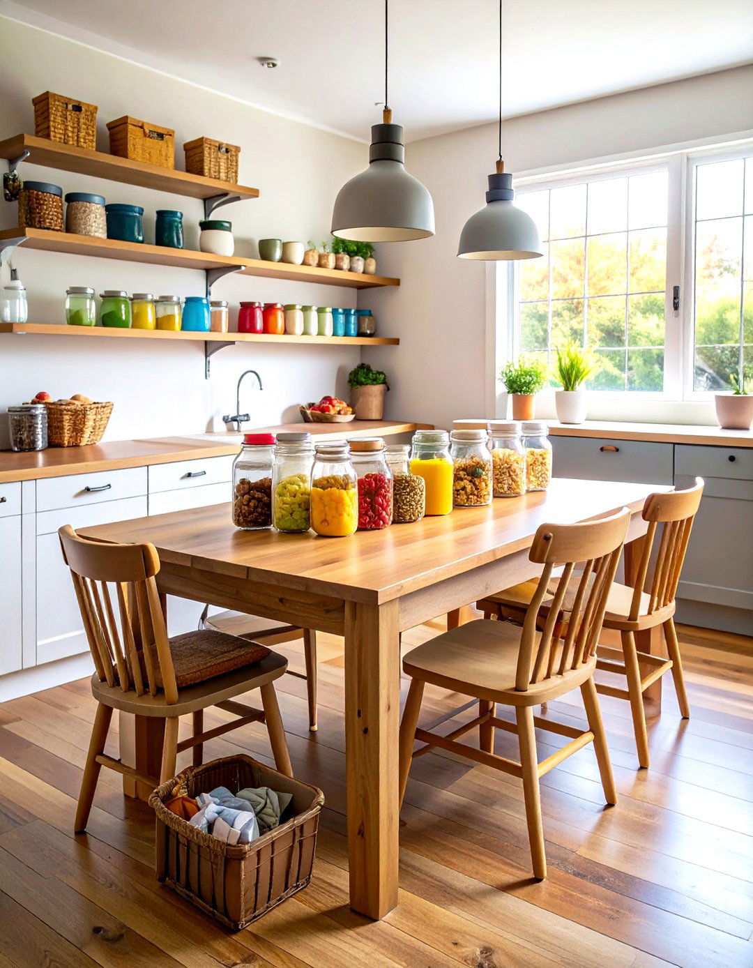 Farmhouse Homeschool Kitchen Table Setup - 24 Homeschool Room Ideas