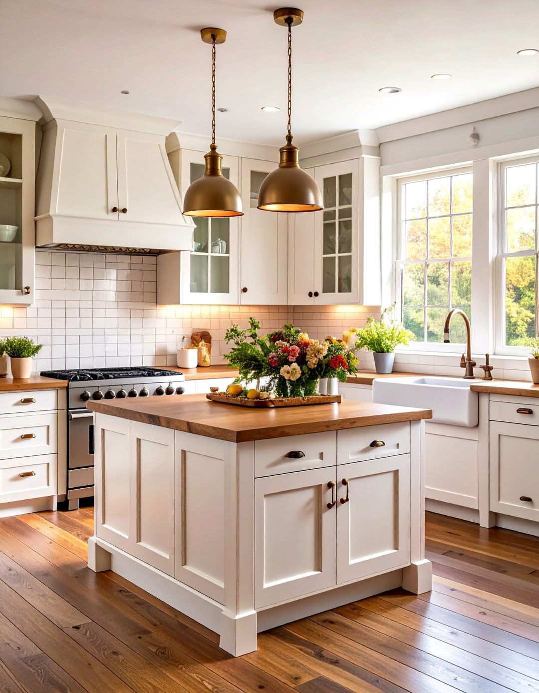 Farmhouse Kitchen with Maple Butcher Block Countertops - 24 Kitchens With Butcher Block Countertops