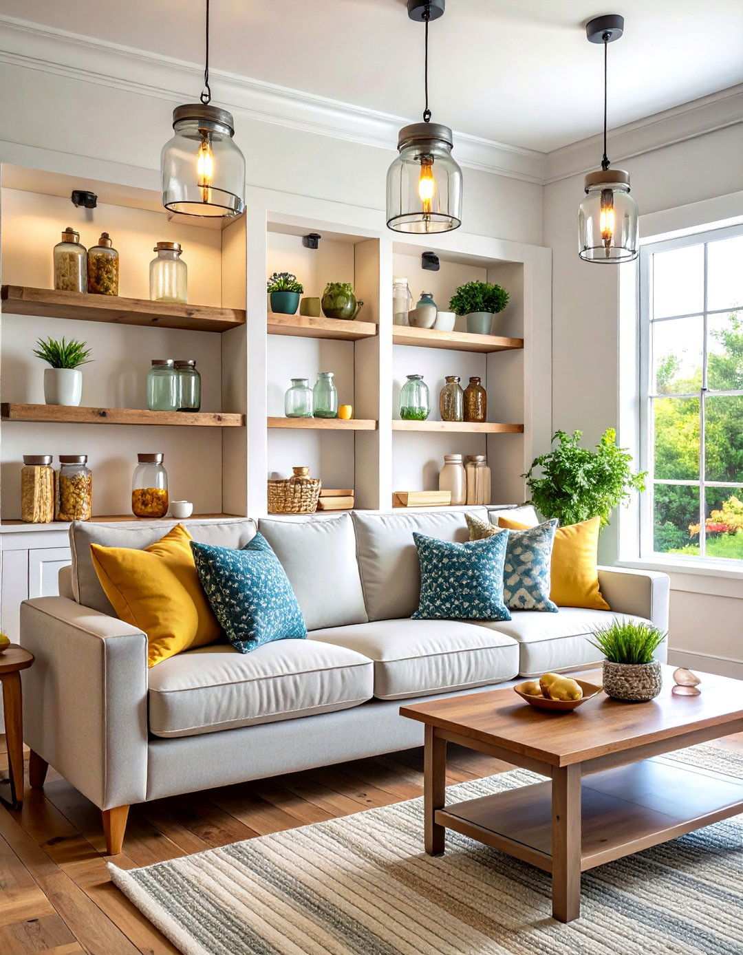 Farmhouse Mason Jar Sconces - 24 Living Room Lighting Ideas