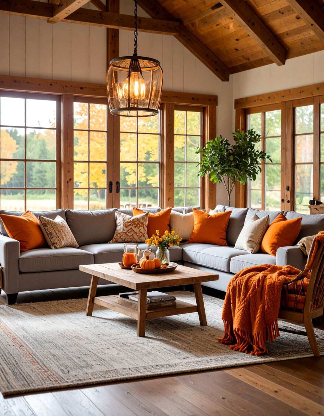 Farmhouse Orange Grey Living Room - 24 Orange and Grey Living Room Ideas