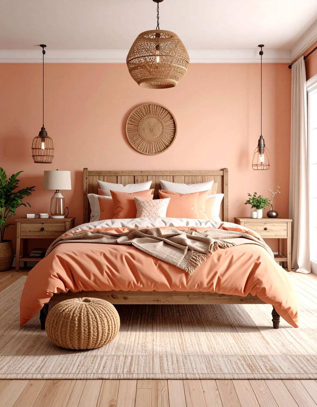 Farmhouse Peach and Cream Bedroom - 24 Peach Bedroom Ideas