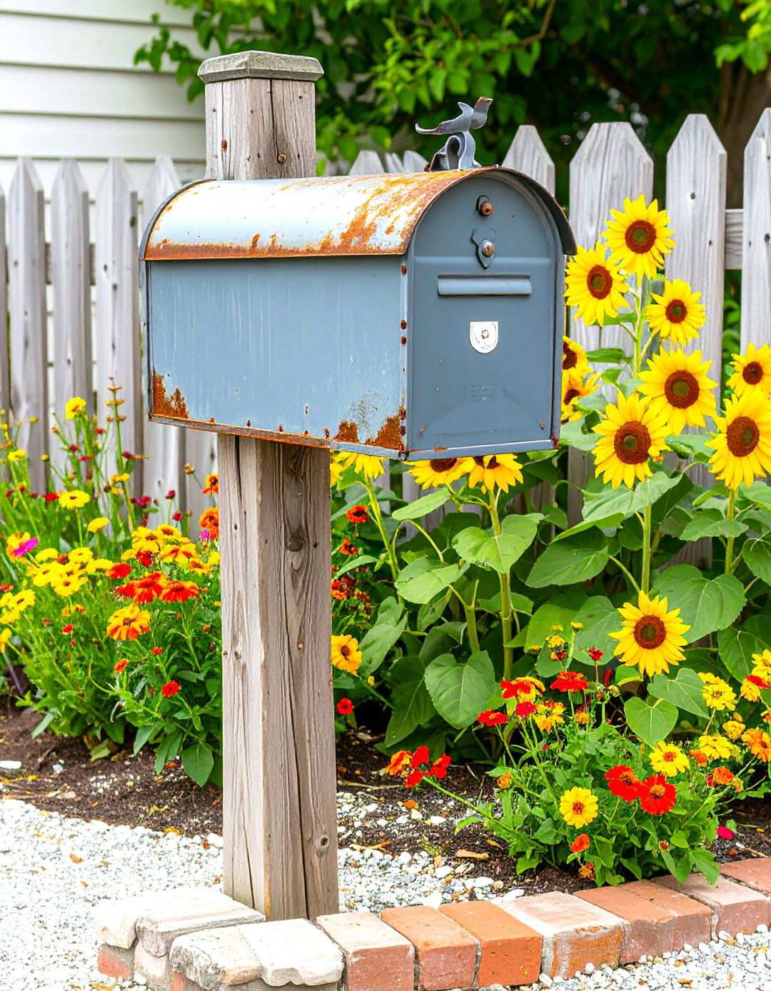 Farmhouse Rustic Charm - 24 Mailbox Landscaping Ideas