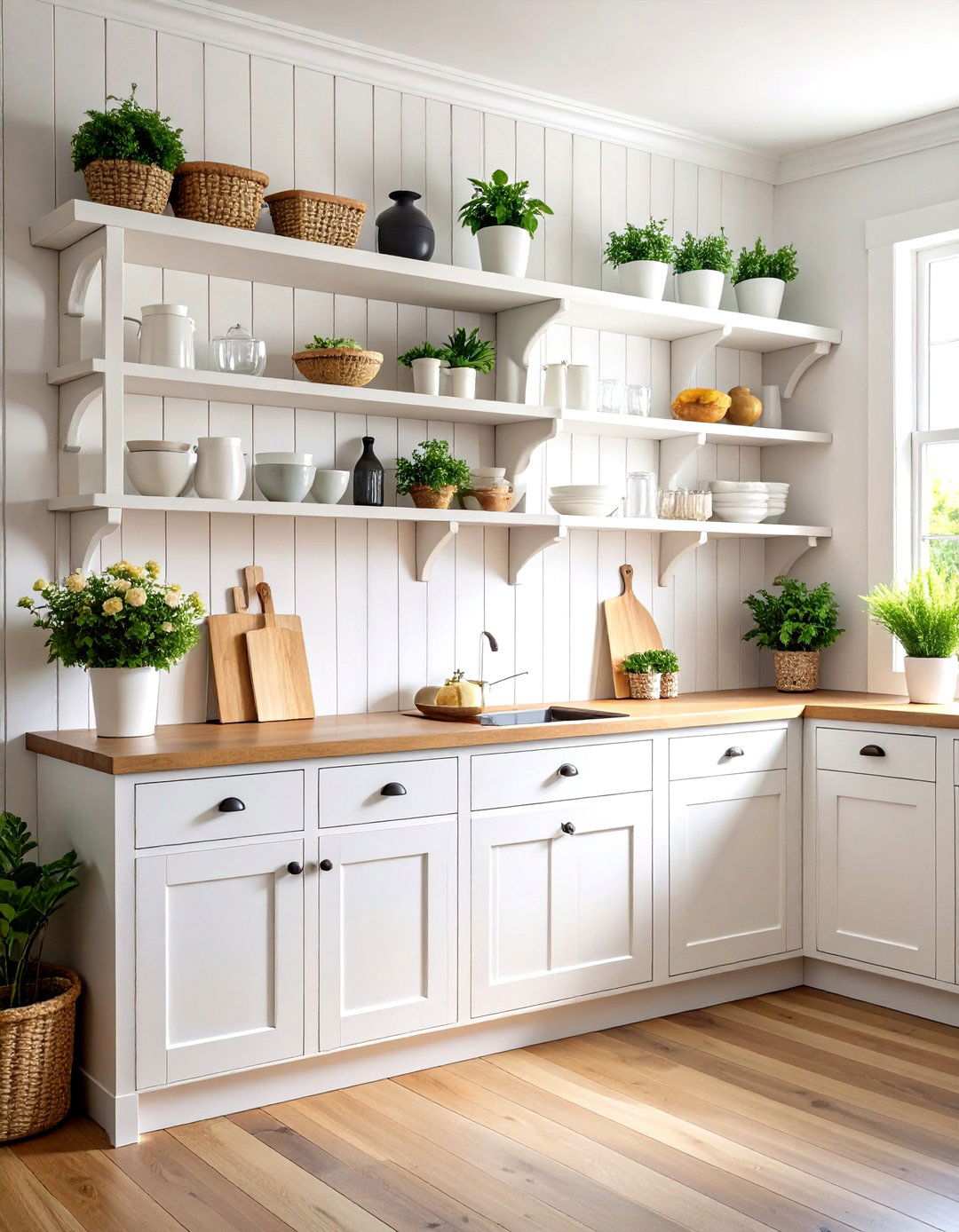 Farmhouse Shaker Style Shelving - 24 Open Shelving Kitchen Ideas