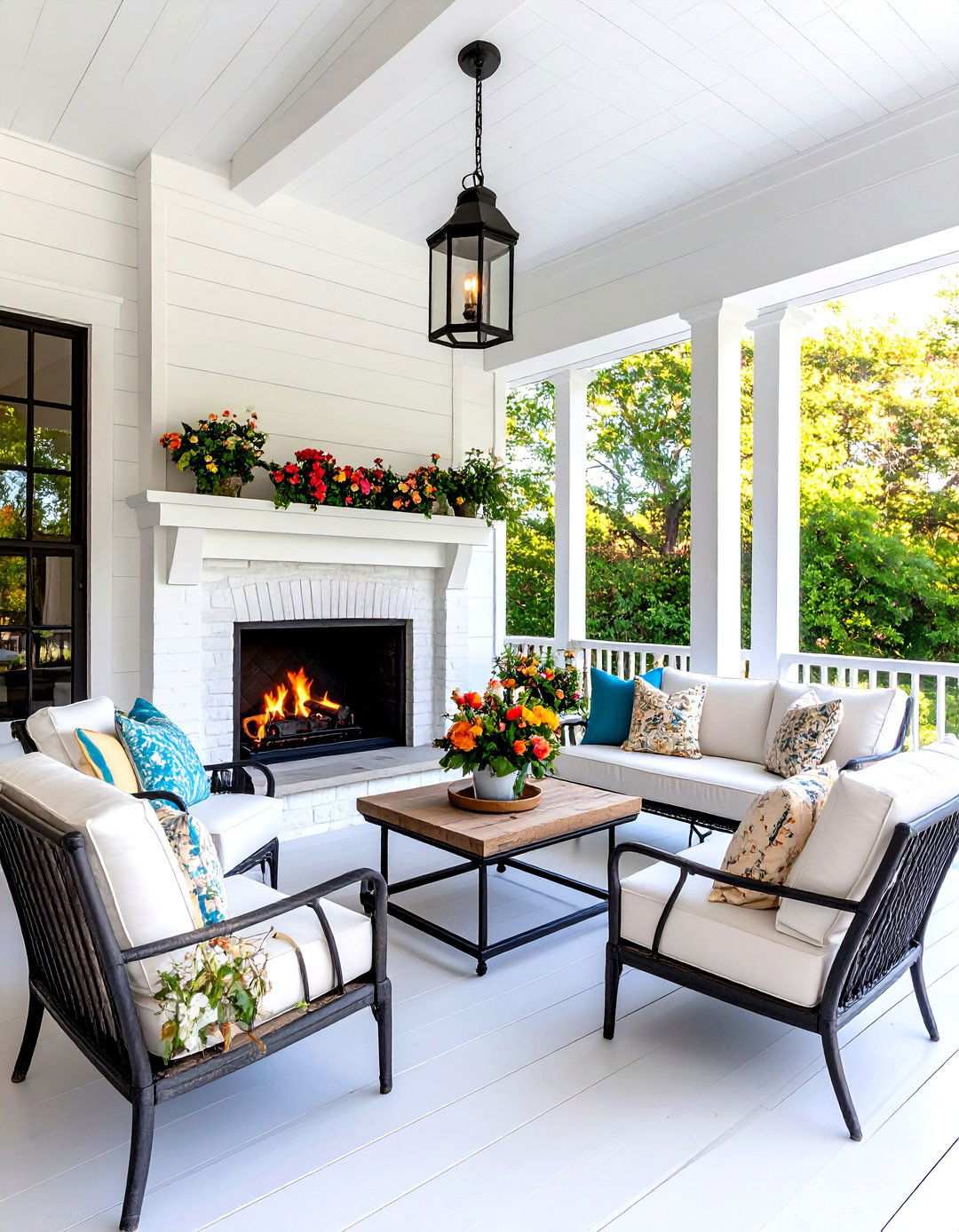 Farmhouse Shiplap Fireplace Haven - 24 Screened-in Porch With Fireplace Ideas