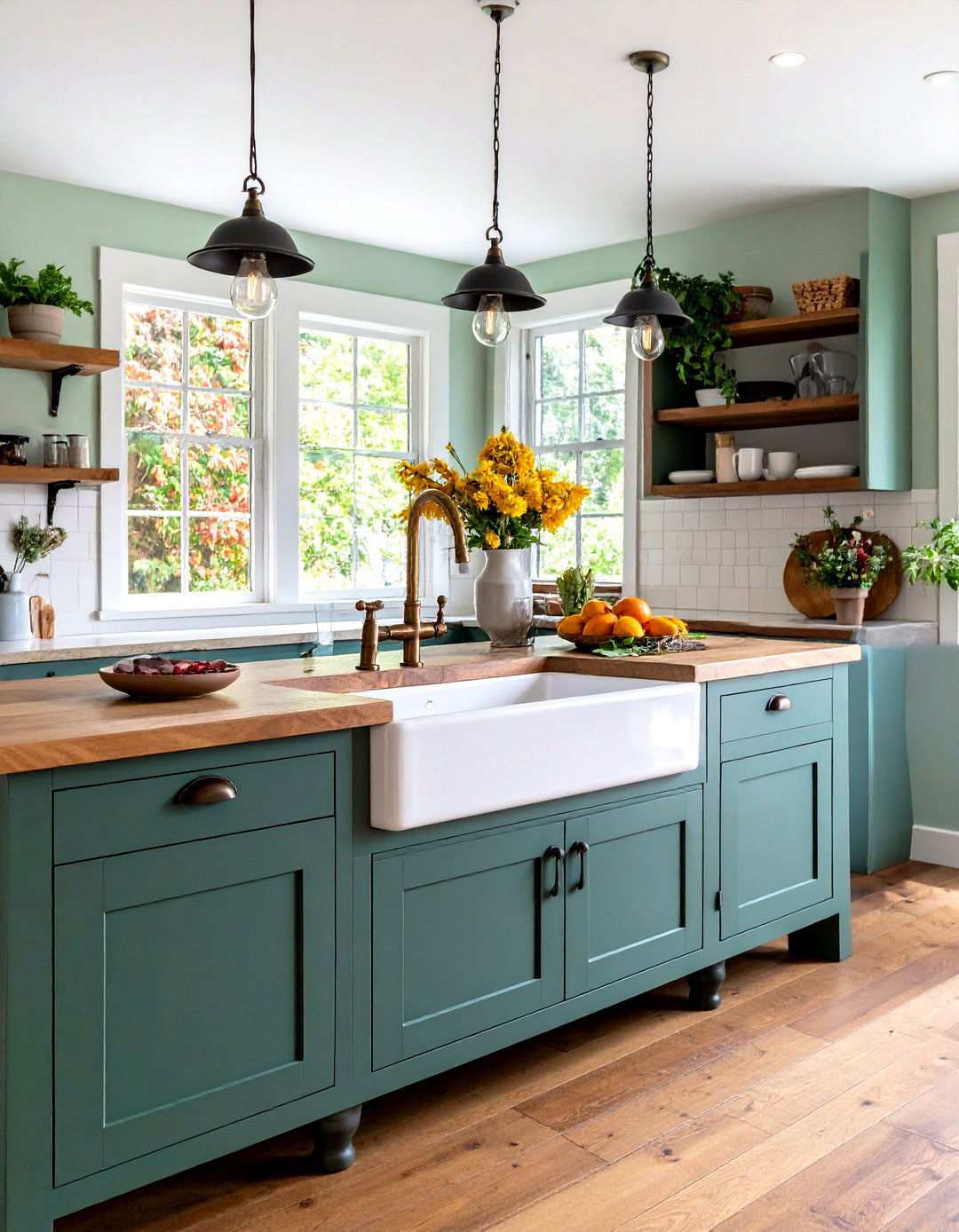 Farmhouse Sink with Vintage Faucetry - 24 Victorian Kitchen Ideas