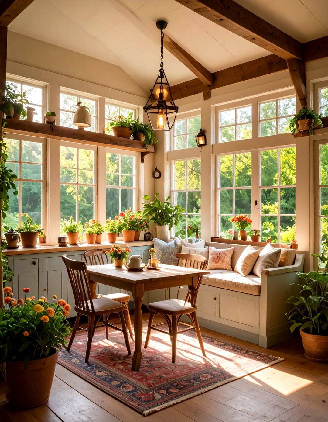 Farmhouse style Coffee Corner - 24 Small Sunroom Ideas