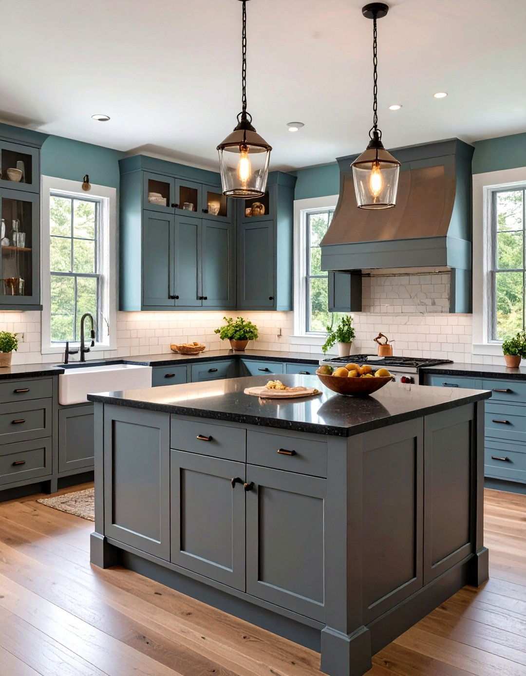 Farmhouse Style Kitchen With Rustic Elements - 24 Kitchen With Gray Cabinets And Black Countertops Ideas