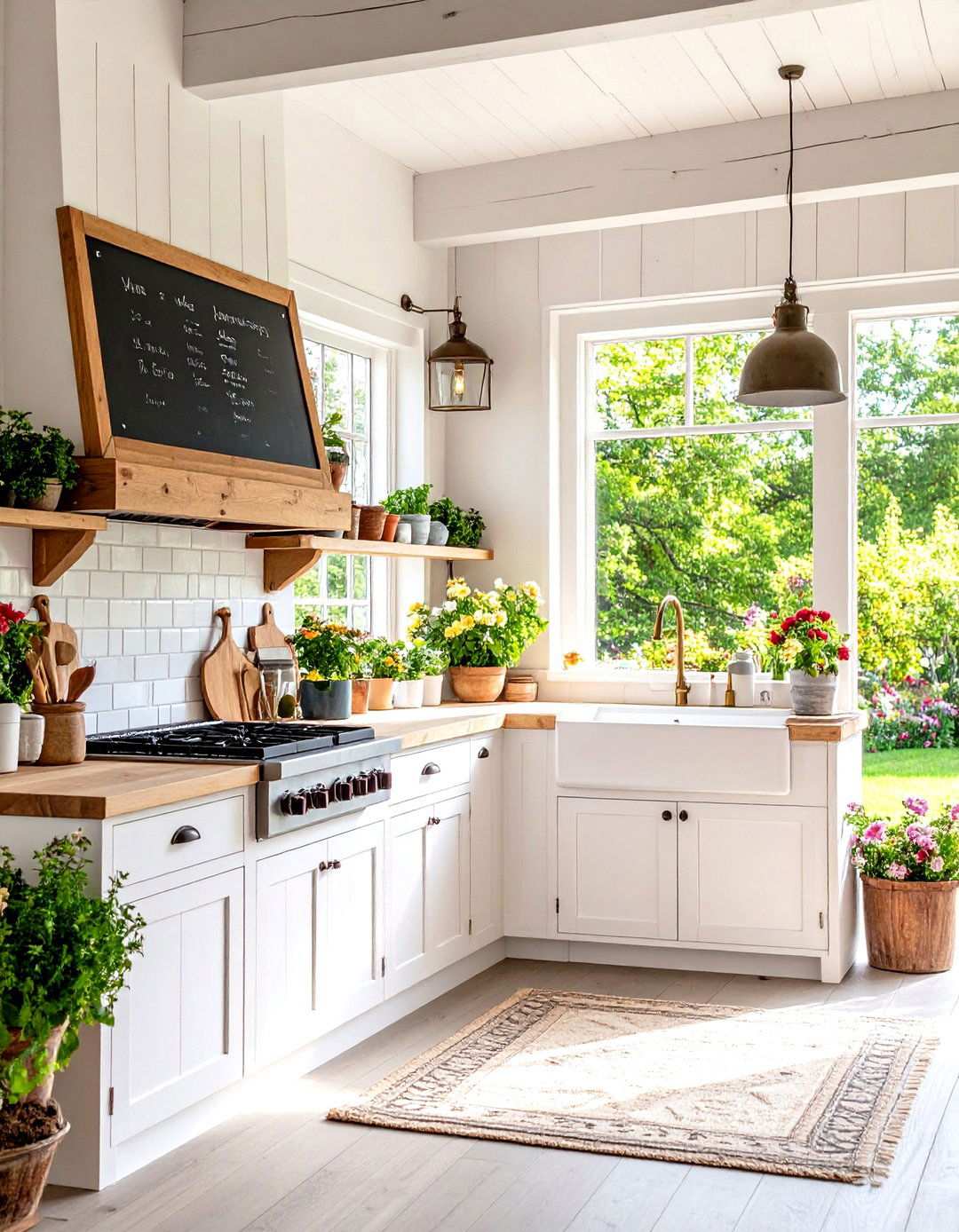 Farmhouse Style Mud Kitchen with Chalkboard Menu Board - 24 Mud Kitchen Ideas