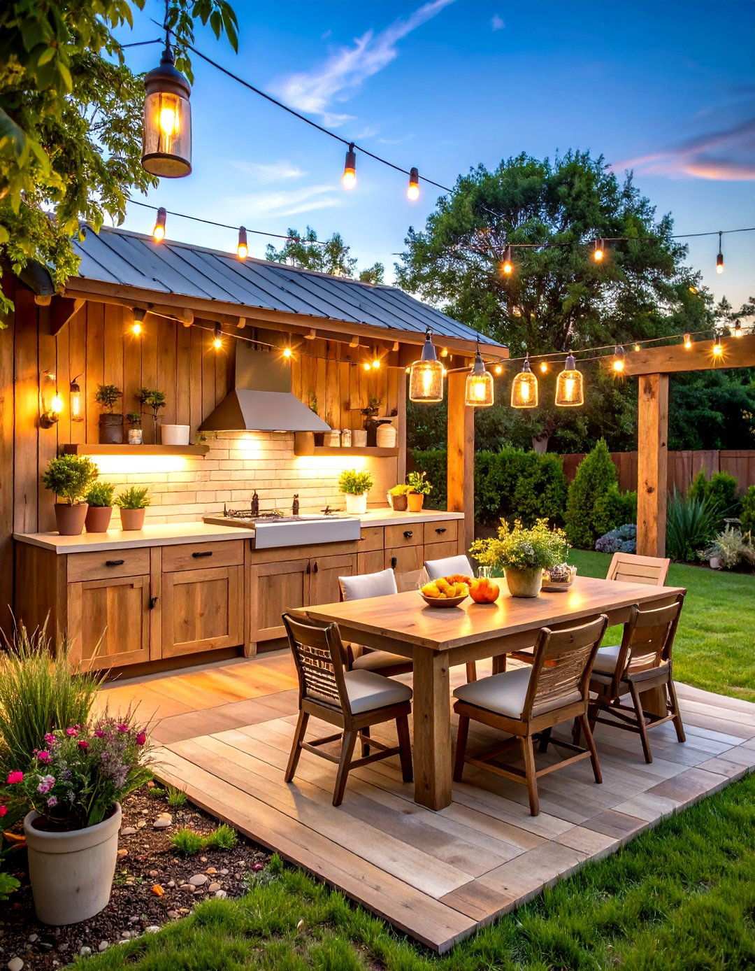 Farmhouse Style Outdoor Kitchen with Vintage Charm - 24 Outdoor Kitchen Designs