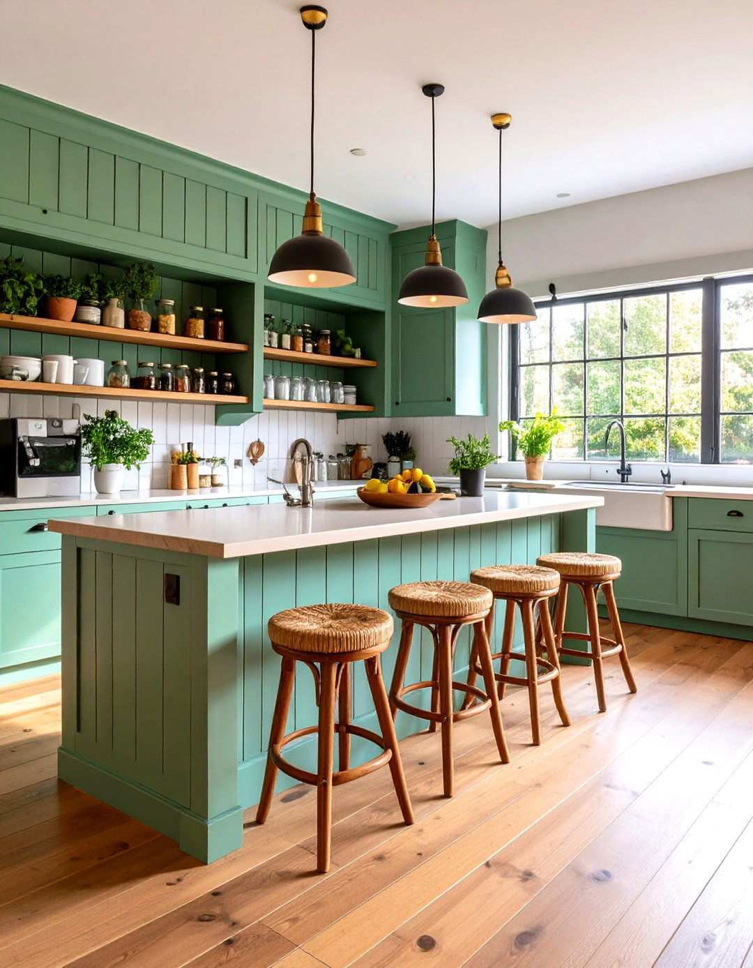 Farmhouse Style Painted Wood Bar - 24 Kitchen Bar Ideas