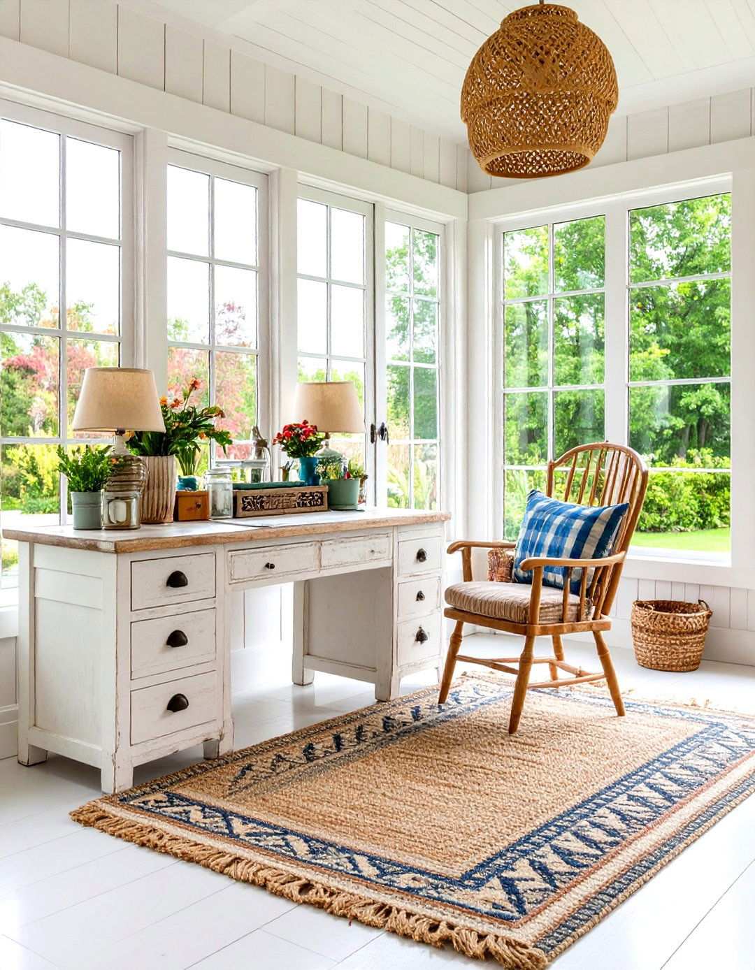 Farmhouse Sunroom Office Decor - 24 Sunroom Office Ideas