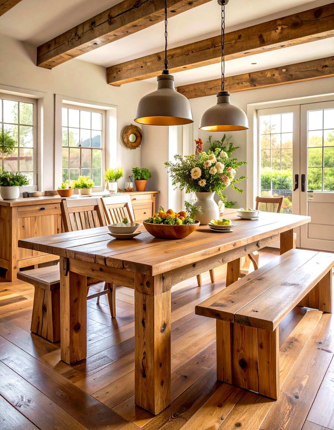 Farmhouse Table Dining Area - 24 Tuscan Kitchen Design Ideas
