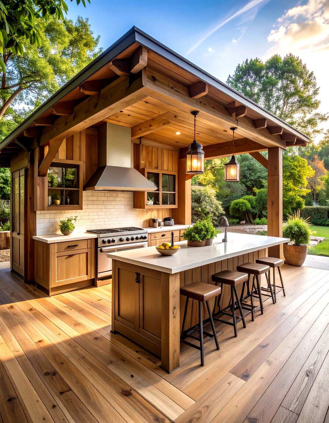 Farmhouse Timber Frame Design - 24 Outdoor Kitchen with a Gazebo Ideas