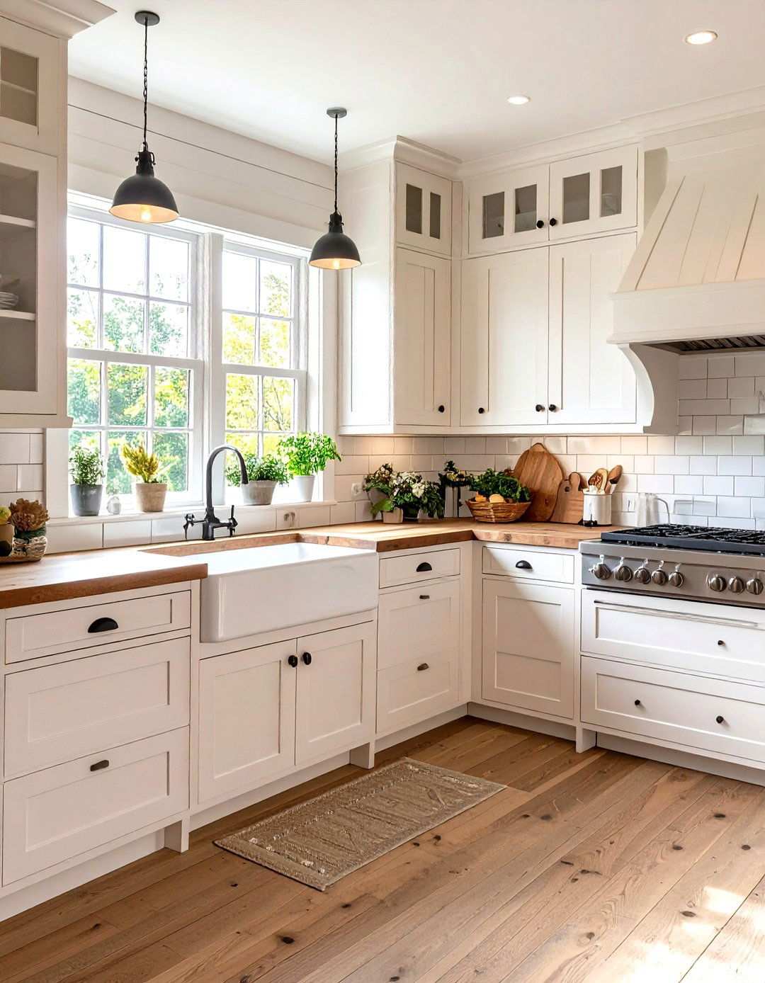 Farmhouse White Kitchen with Apron Front Sink - 24 Small White Kitchen Ideas