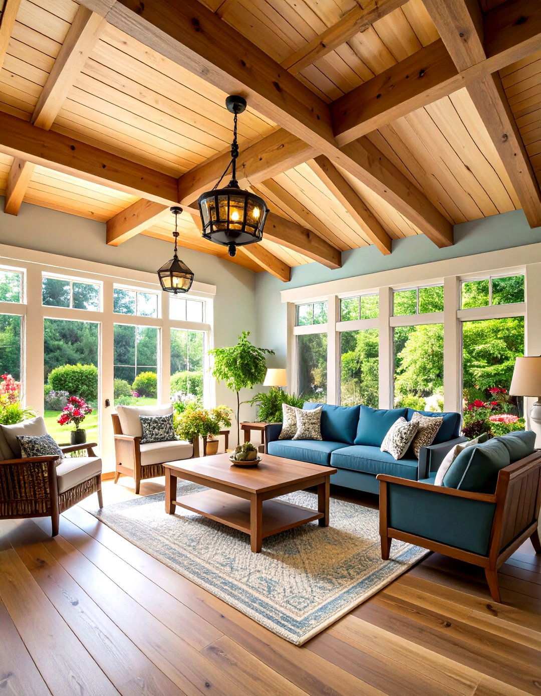 Faux Wood Beam Sunroom Ceilings - 24 Sunroom Ceiling Ideas