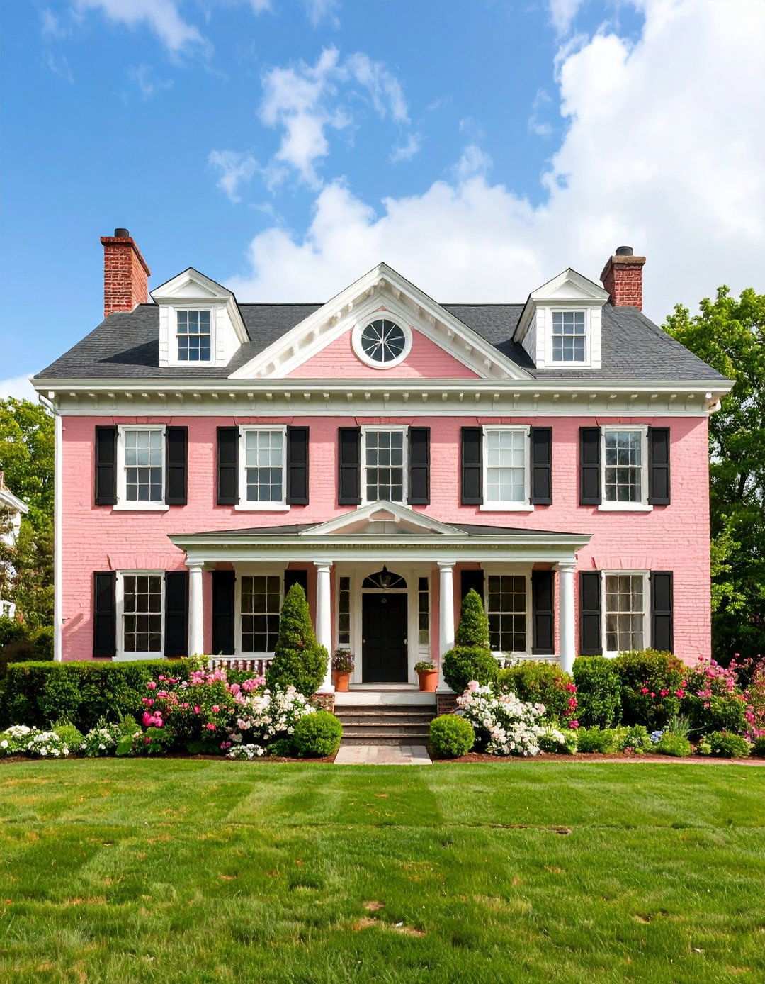 Federal Style Pink Historic Elegance - 24 Pink House Exterior Ideas