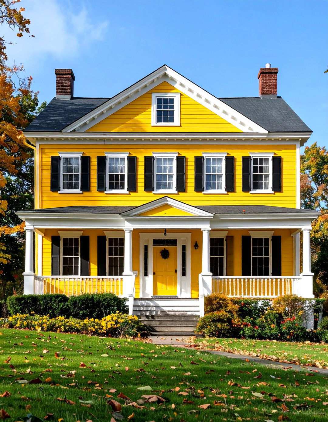 Federal Style Yellow Refinement - 24 Yellow Exterior Home Ideas