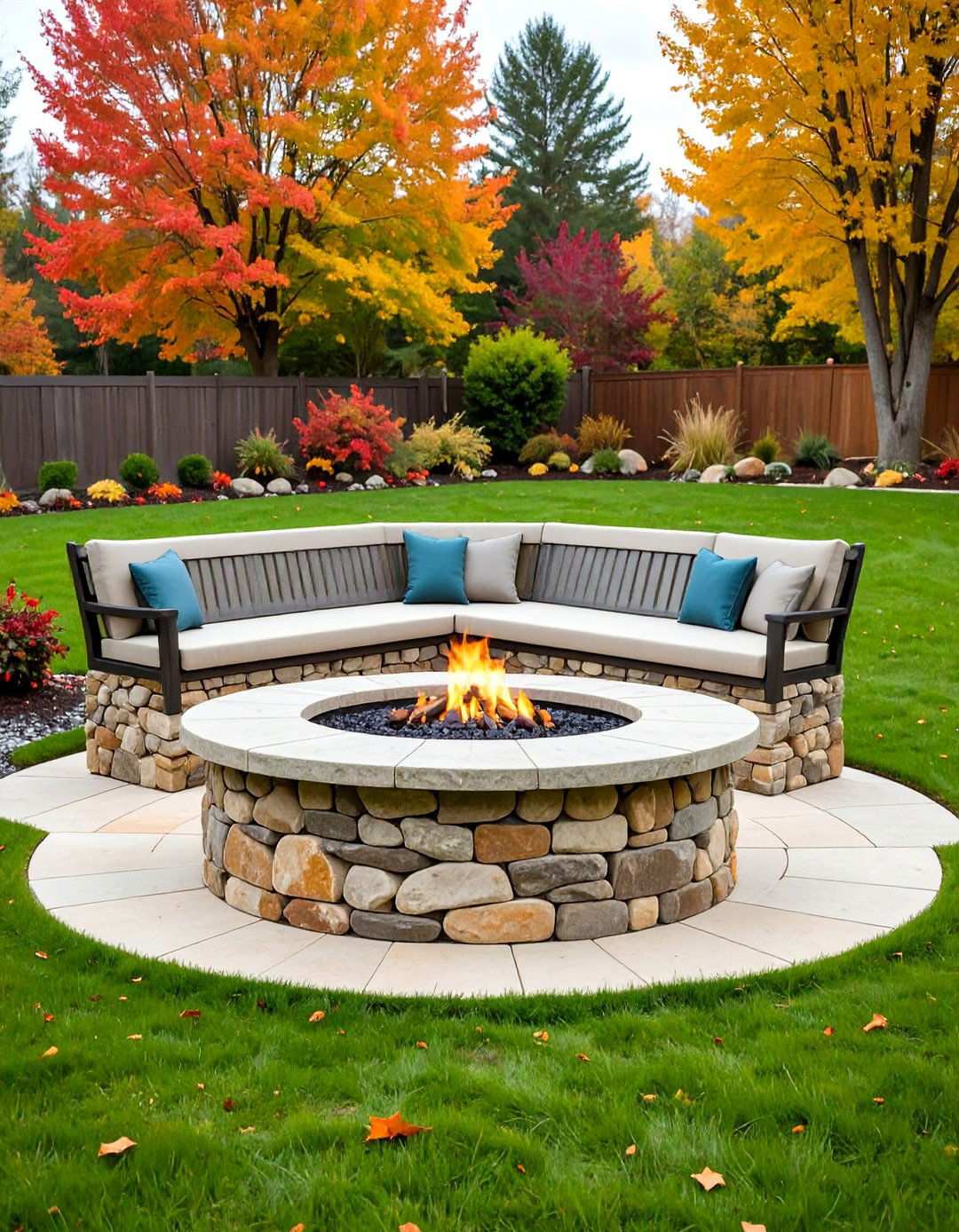 Fieldstone Bench Seating Integration - 24 Rock Fire Pit Ideas