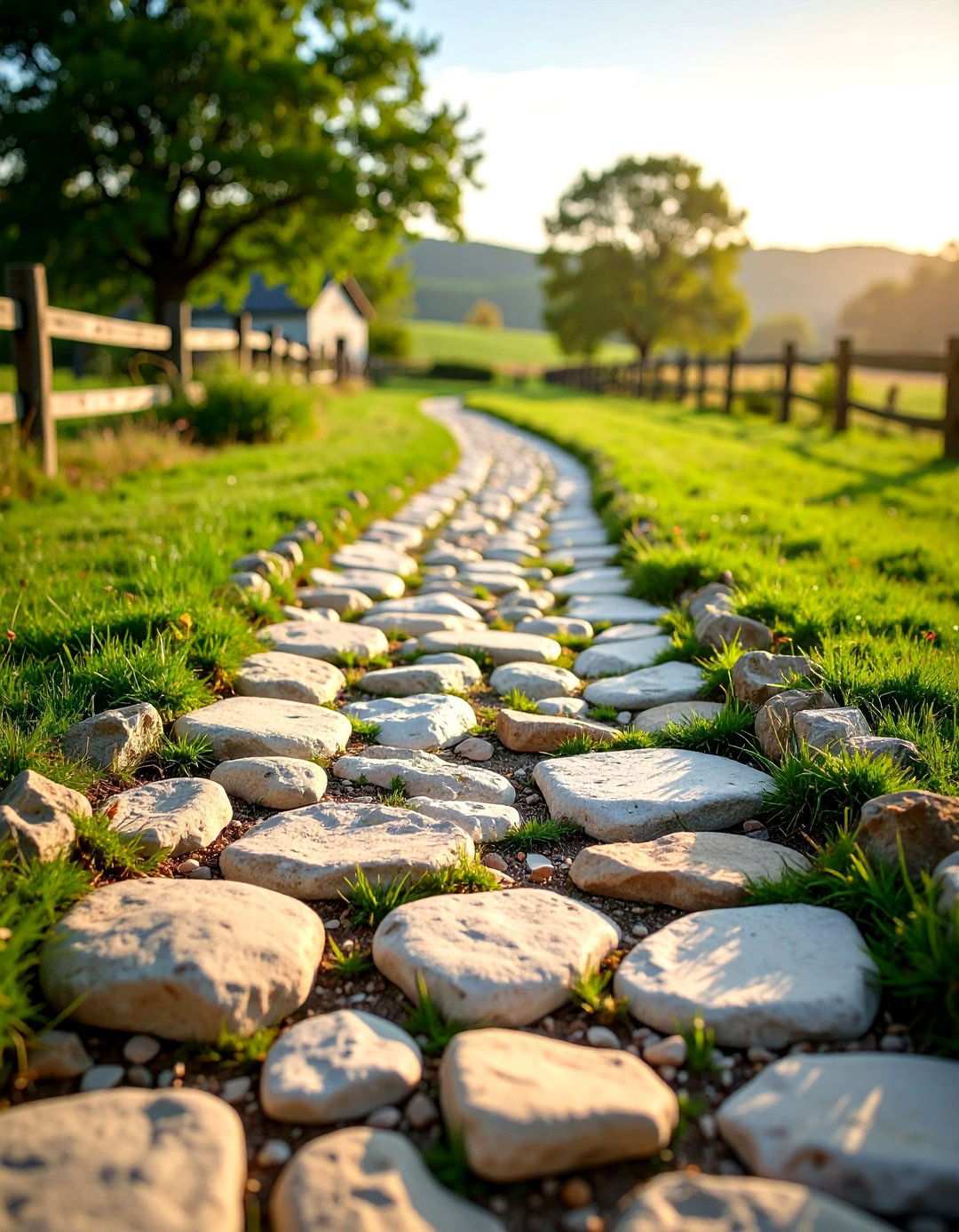 Fieldstone Rustic Farmhouse Trail - 24 Rock Walkway Ideas