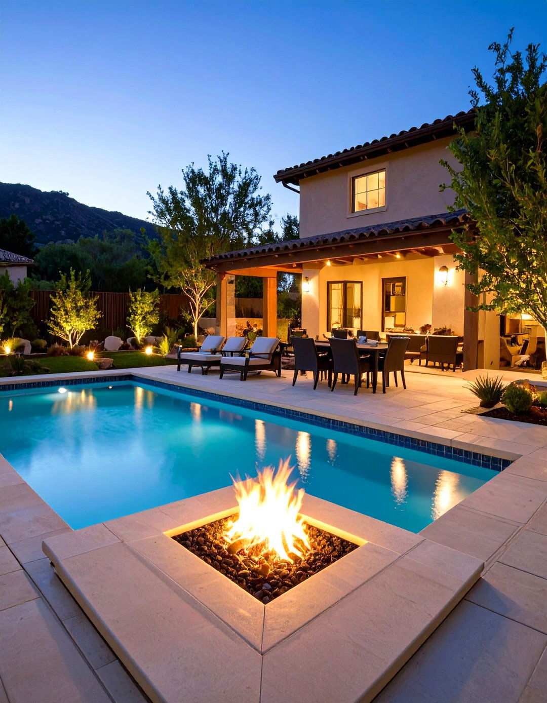 Fire Bowl Integration Pool Design - 24 Small Inground Pool Ideas