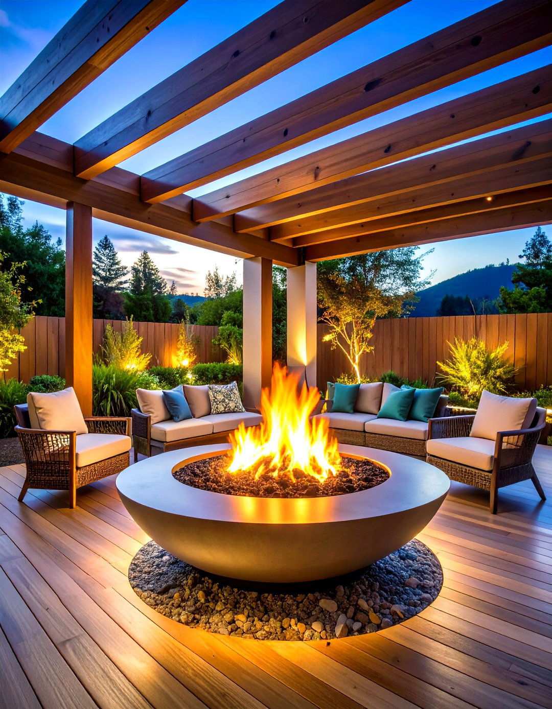 Fire Feature Ambient Warmth - 24 Pergola Lighting Ideas
