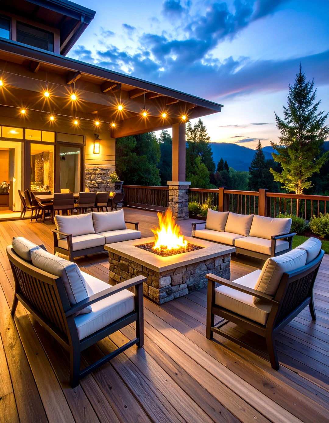 Fire Feature Integration Deck - 24 Wood Deck Ideas