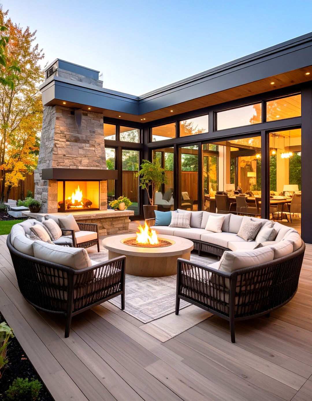 Fire Feature Screened Gathering Space - 24 Screened-in Deck Ideas