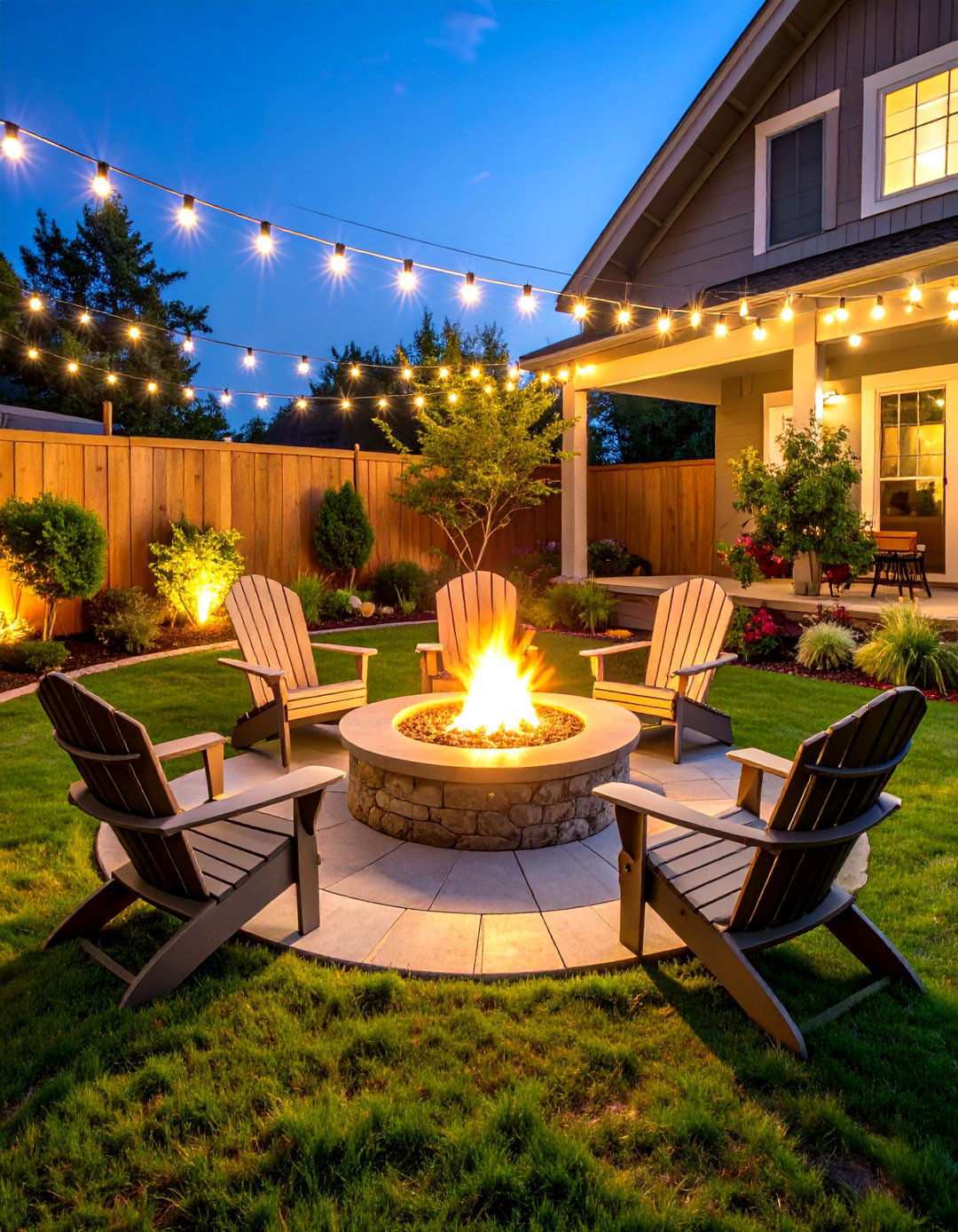 Fire Pit Area String Light Circle - 24 Patio String Light Ideas