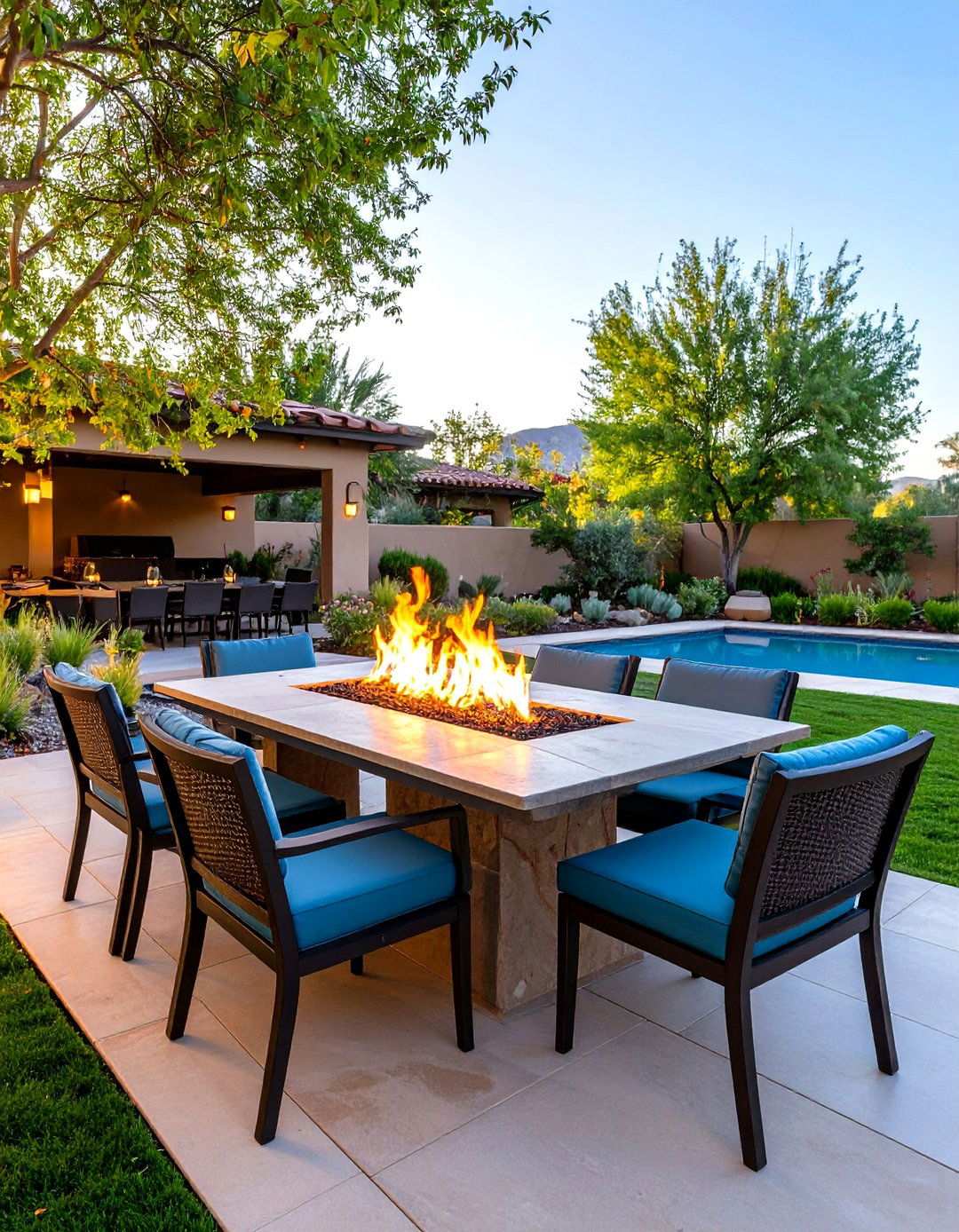 Fire Table Social Dining Experience - 24 Outdoor Fireplace Ideas