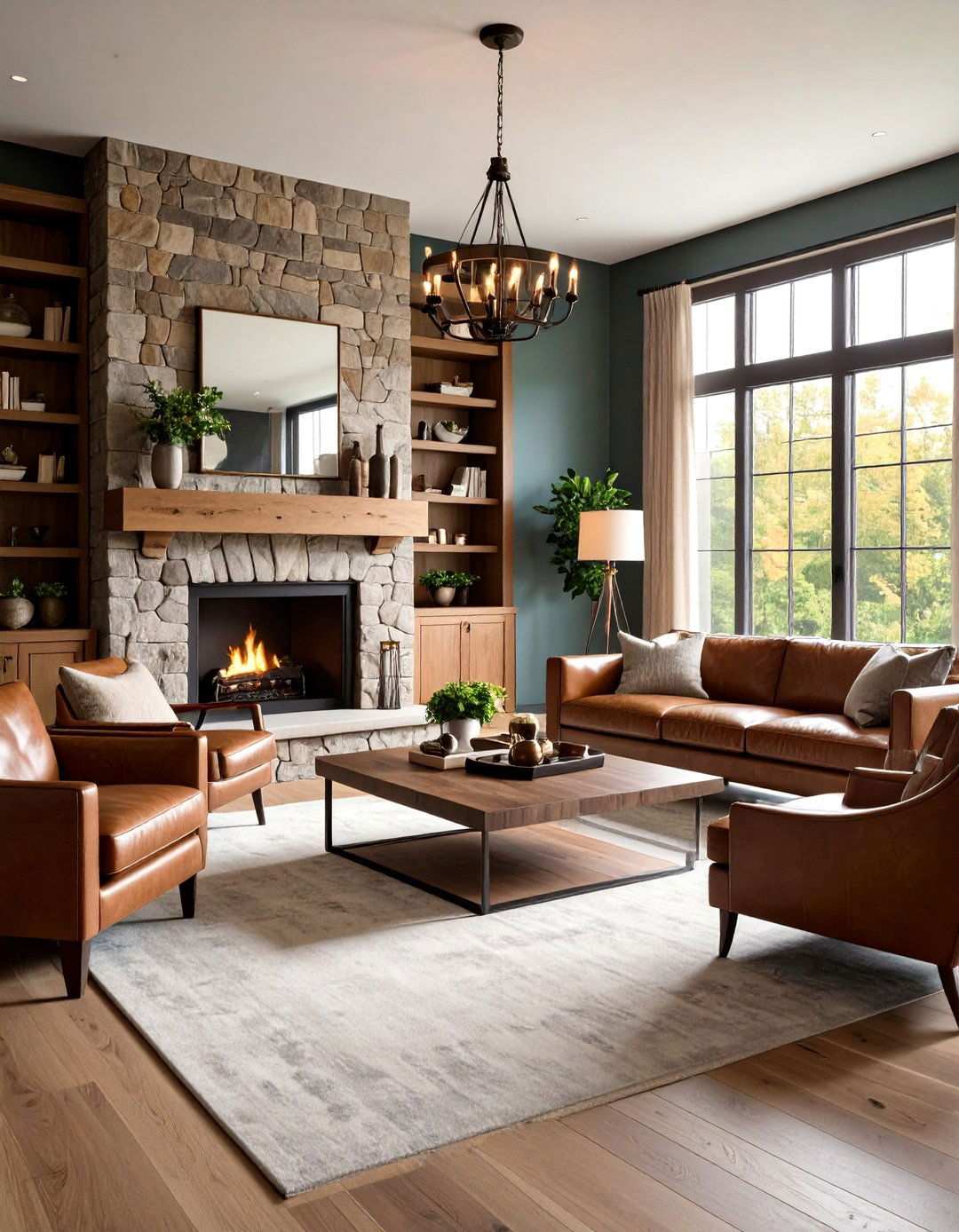 Fireplace Centered Gathering Room - 24 Mens Living Room Ideas