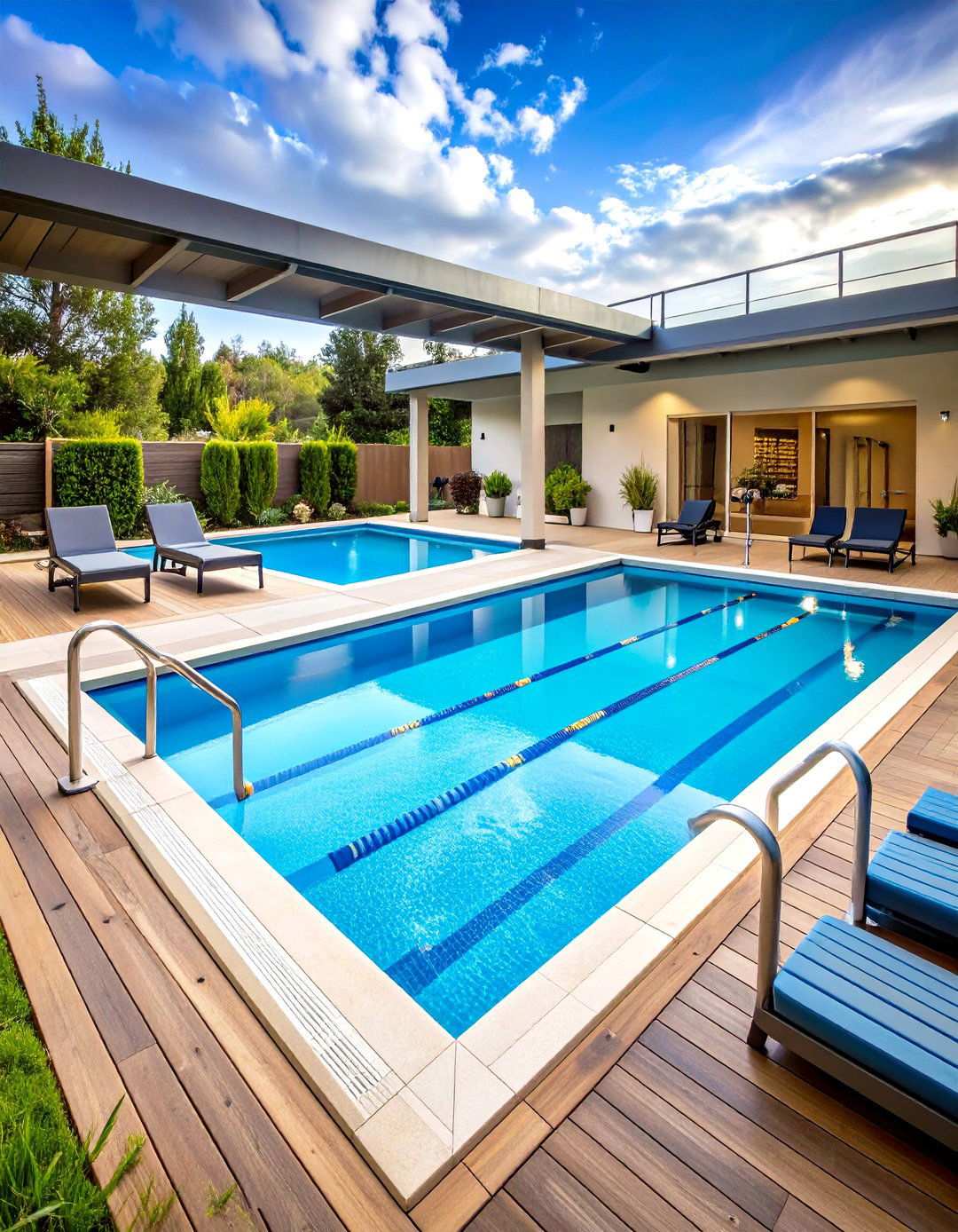 Fitness Oriented Layout - 24 Rectangle Pool With Hot Tub