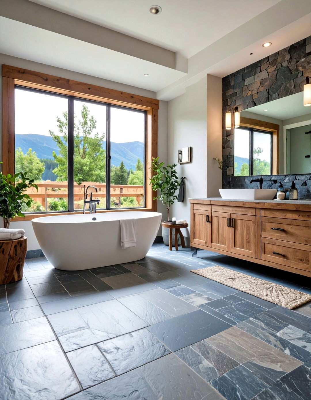 Flagstone Bathroom Flooring - 24 Stone Bathroom Ideas