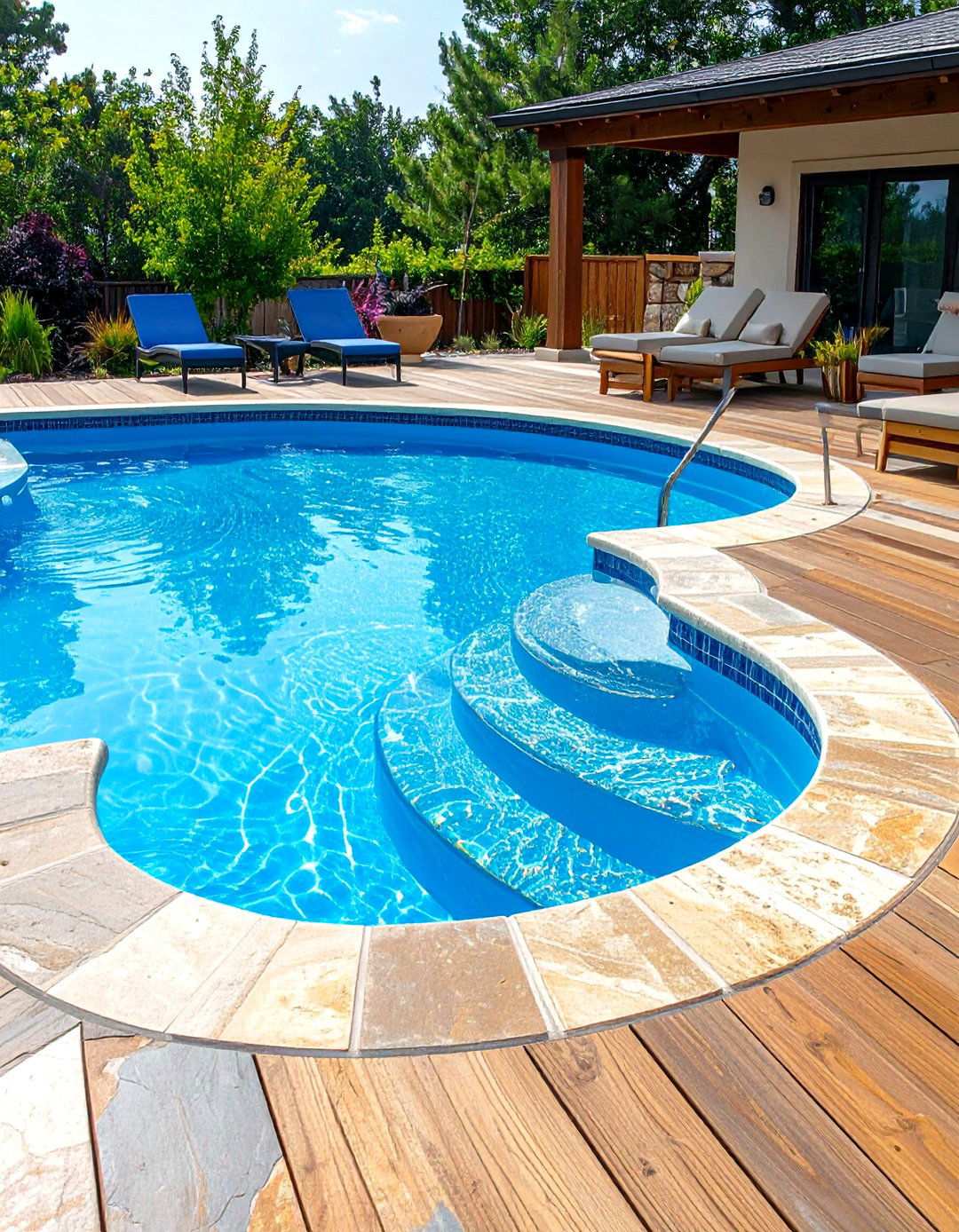 Flagstone Deck Integration - 24 Lagoon Pool Design Ideas