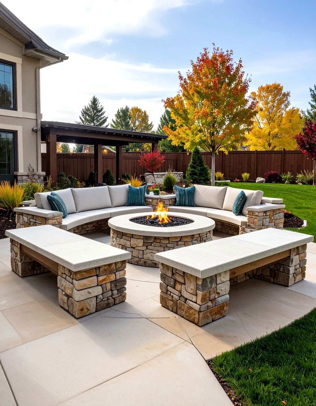 Flagstone Mosaic Pattern Fire Pit - 24 Rock Fire Pit Ideas