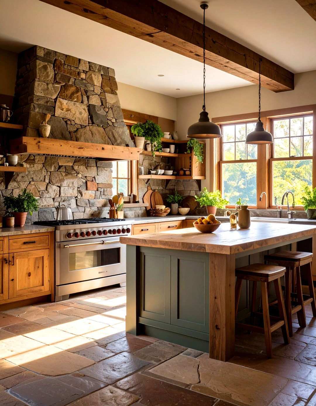 Flagstone Natural Cleft - 24 Rustic Backsplash Ideas