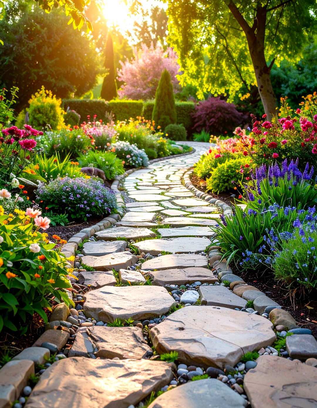 Flagstone Pathway Meandering Design - 24 Hardscape Ideas