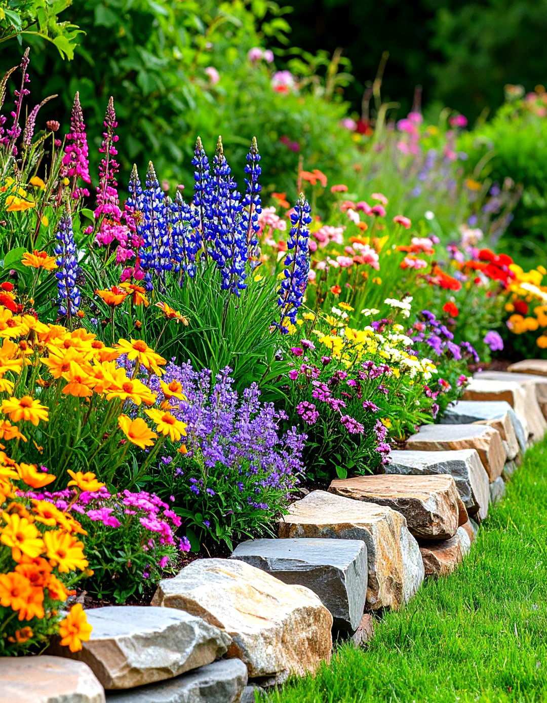 Flagstone Random Natural Garden Edging - 24 Stone Garden Edging Ideas