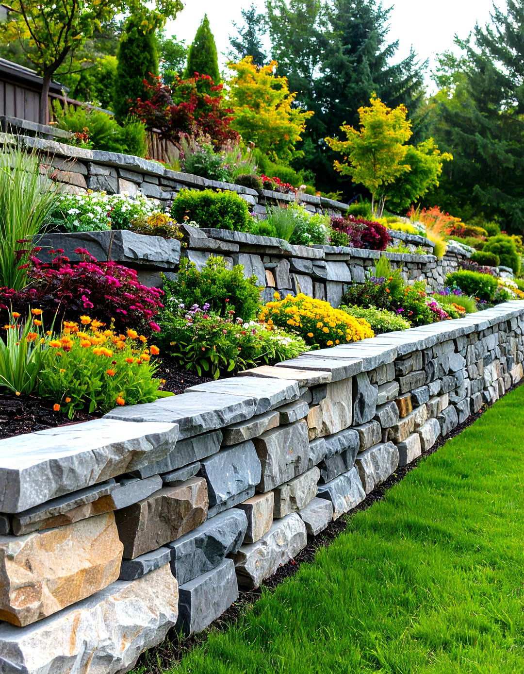 Flagstone Retaining Wall - 24 Inexpensive Retaining Wall Ideas