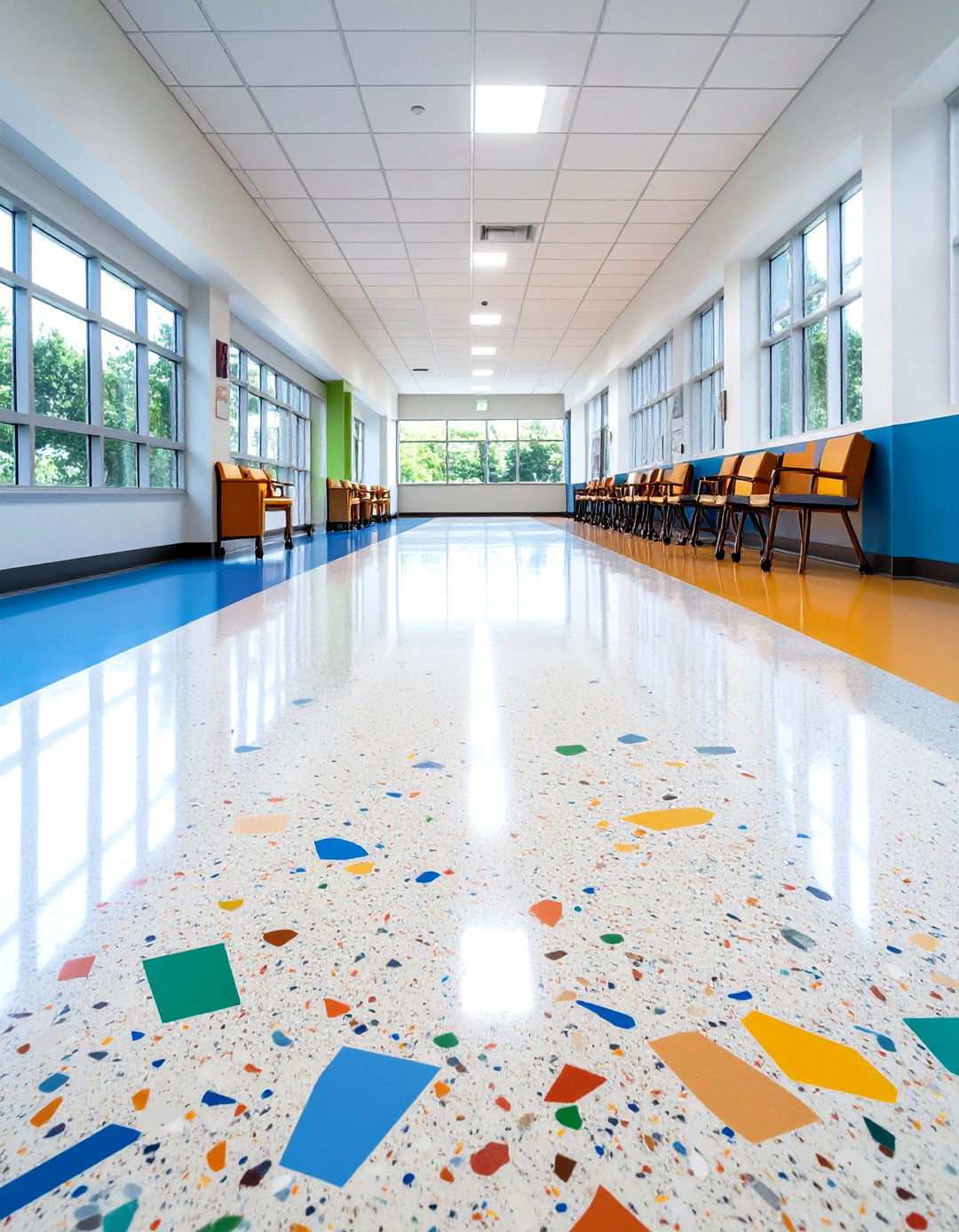 Flake Broadcast Epoxy Systems with Terrazzo Like Appearance - 24 Types of Concrete Floor Finishes