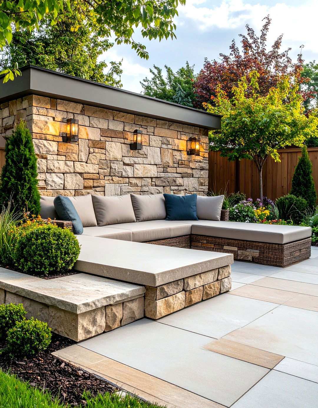 Flat Top Natural Stone Seating Wall - 24 Natural Rock Retaining Wall Ideas