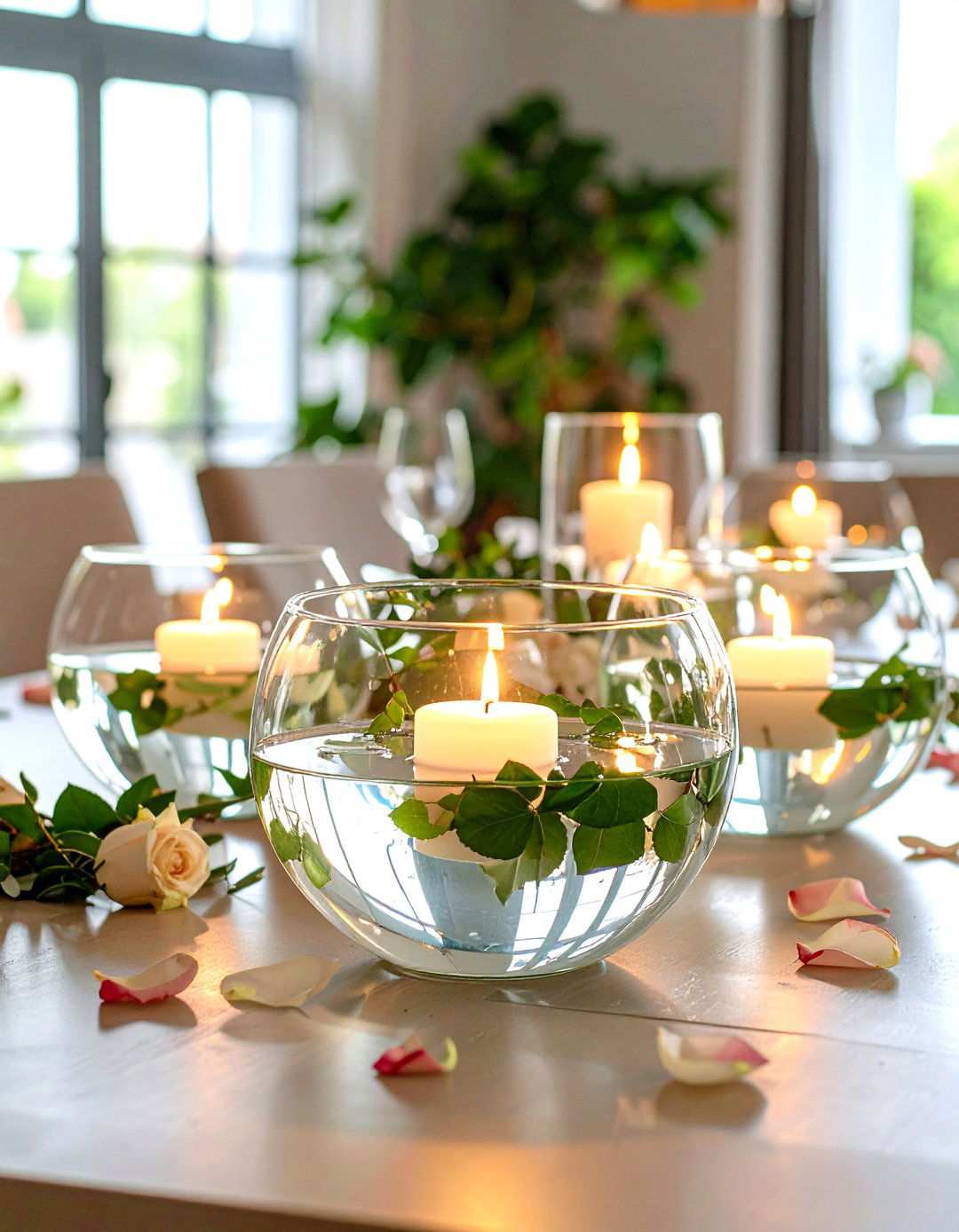 Floating Candle Bowls - 24 Rehearsal Dinner Centerpiece Ideas