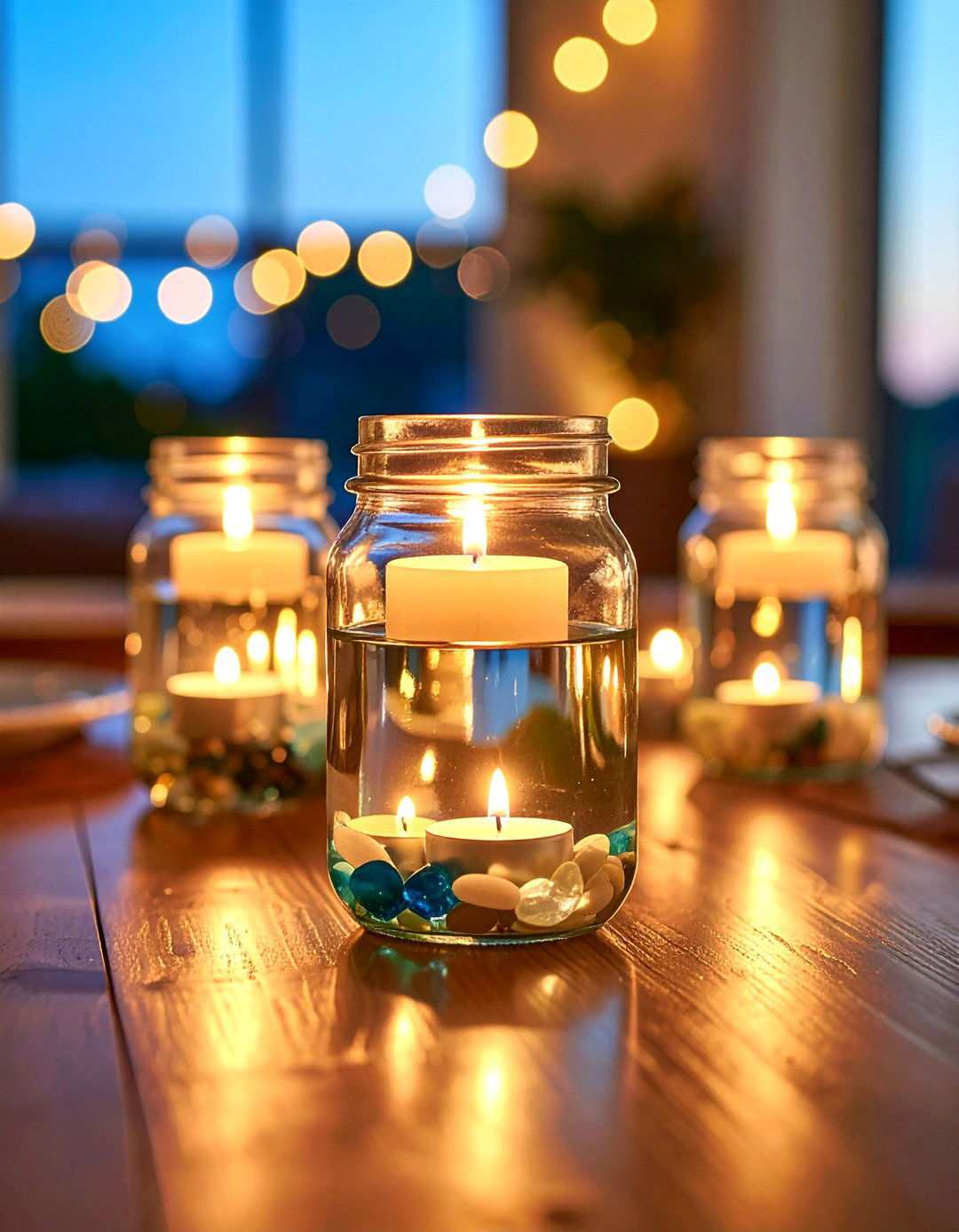 Floating Candle Water Displays - 24 Mason Jar Centerpiece Ideas