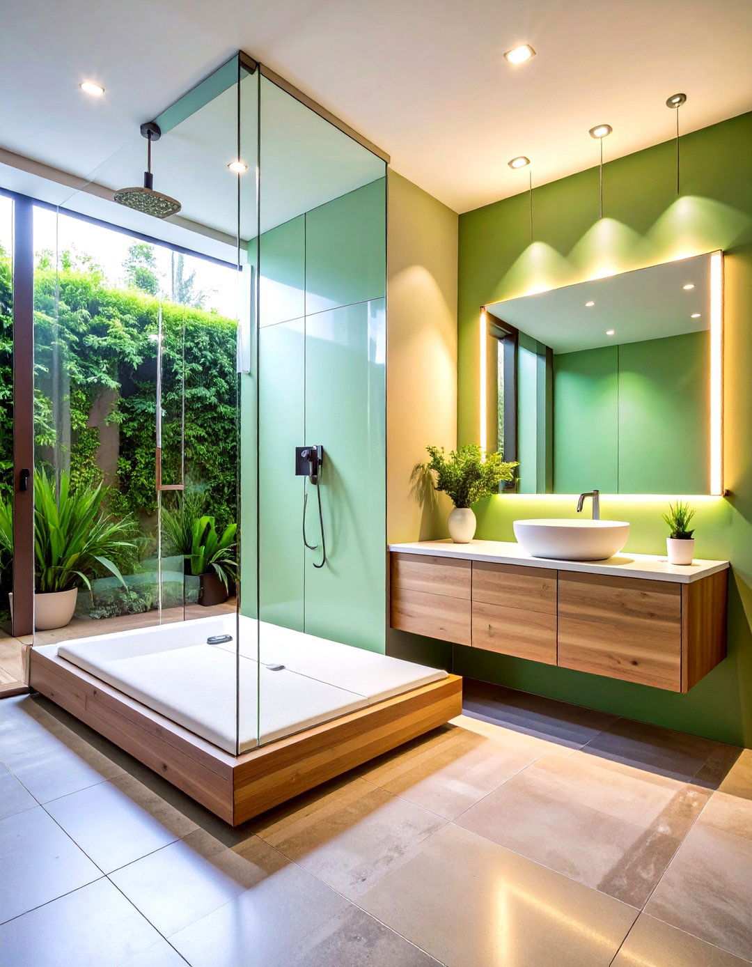 Floating Corner Seat with Glass Surround - 24 Small Bathroom Walk in Shower Ideas