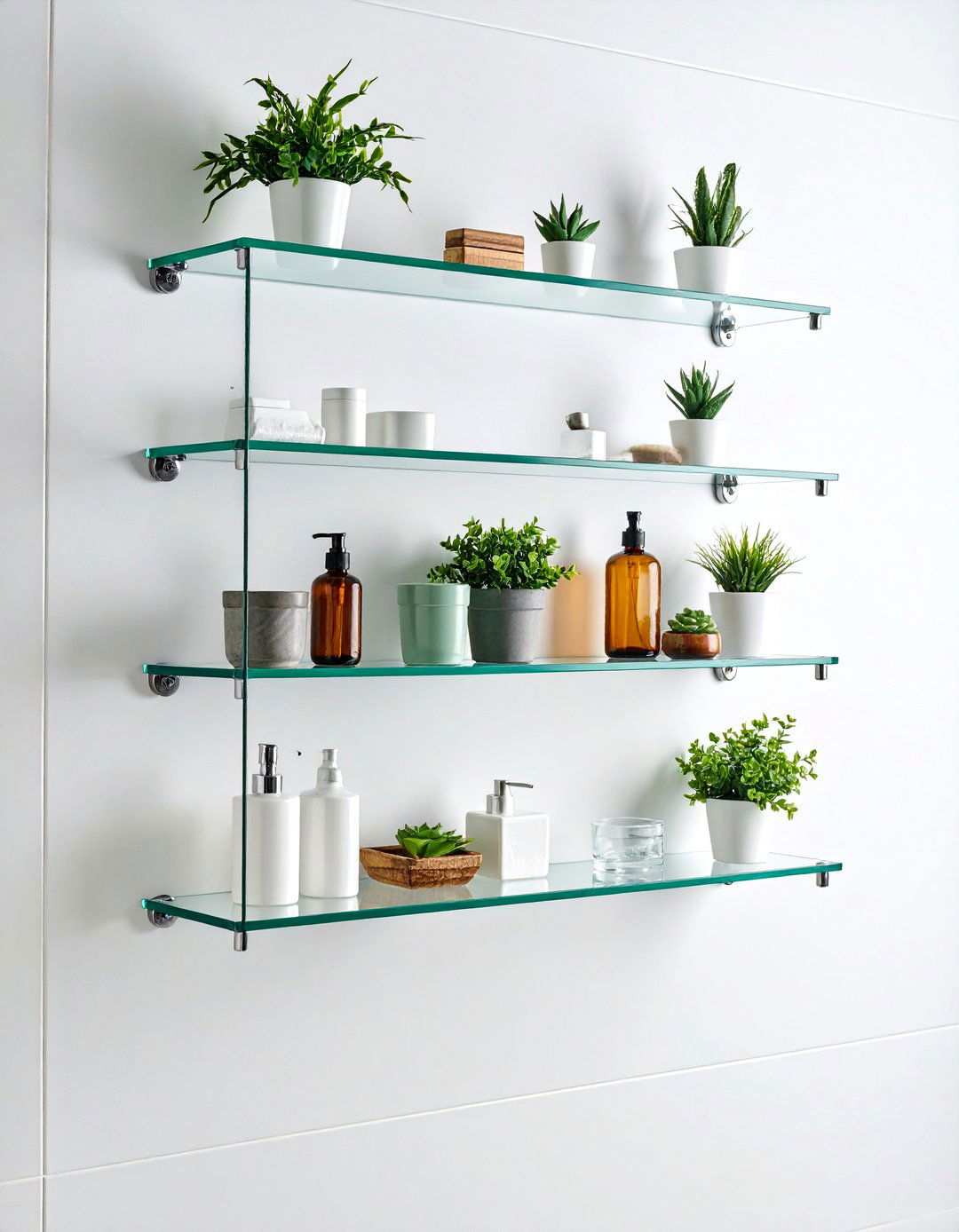 Floating Glass Shelves - 24 Small Bathroom Shelving Ideas