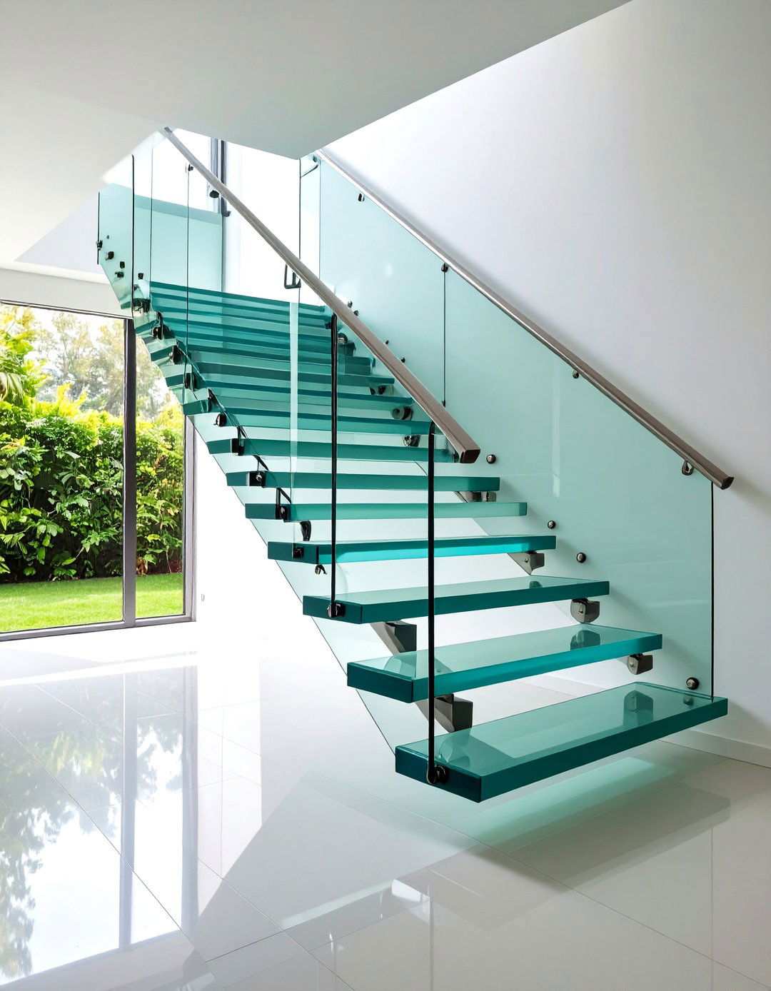 Floating Glass Staircase with Steel Frame - 24 Open Staircase Ideas
