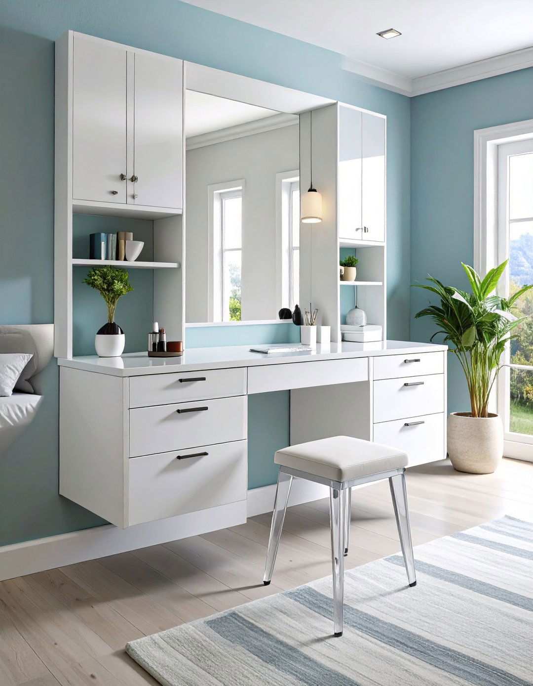 Floating Makeup Vanity with Minimalist Design - 24 Makeup Vanity Ideas